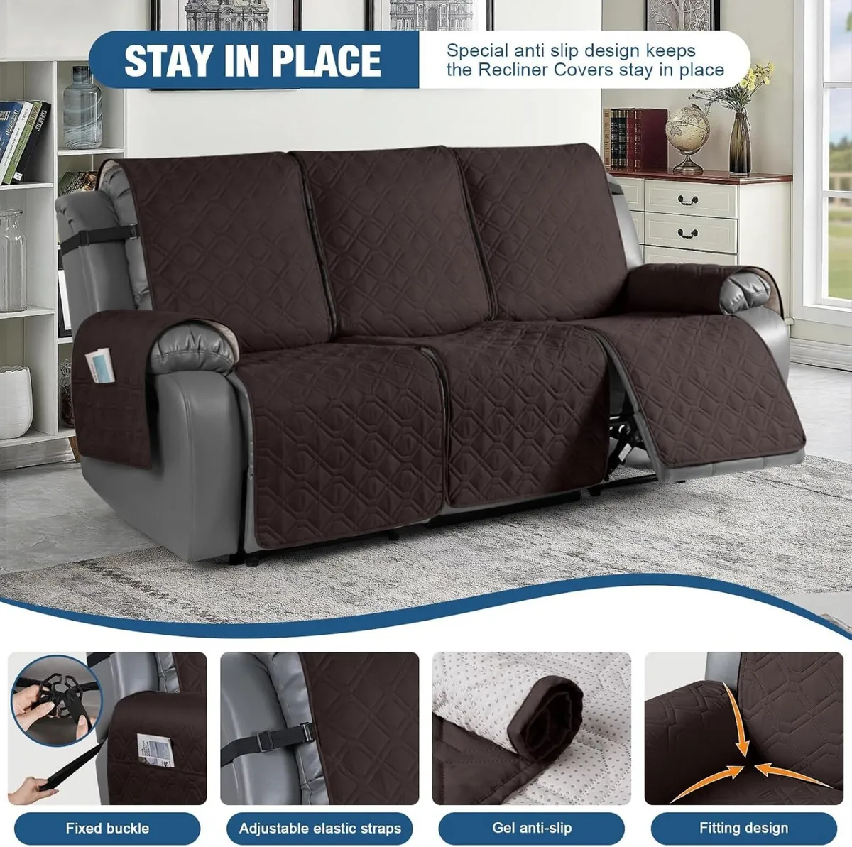 Recliner Slipcovers 3 Seater Covers Waterproof - Image 4