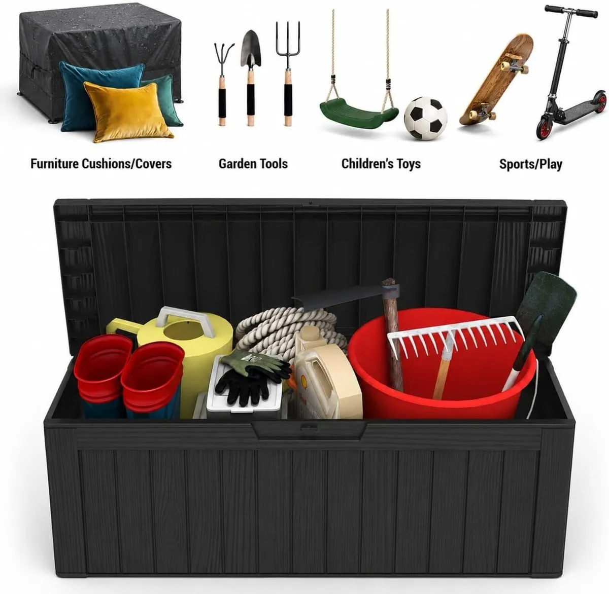 270L Outdoor Garden Storage Deck Box Waterproof - Image 2