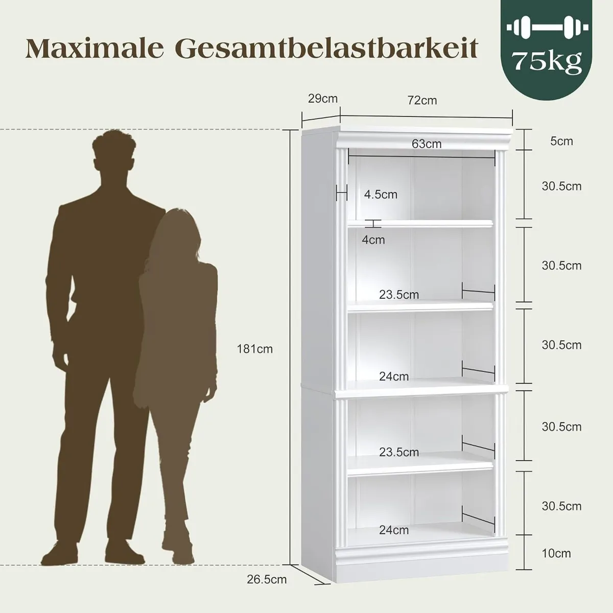 Bookcase 5-Tier 181CM Tall Book Shelf - Image 3