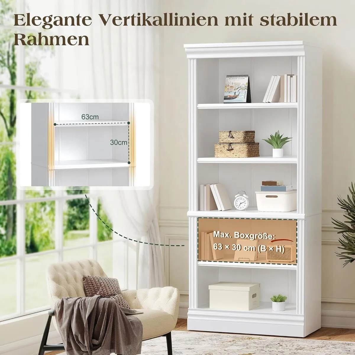 Bookcase 5-Tier 181CM Tall Book Shelf - Image 4