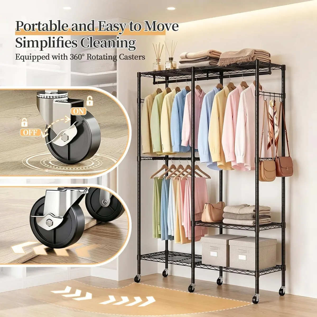 Heavy Duty Clothes Rail with Adjustable Shelves - Image 4