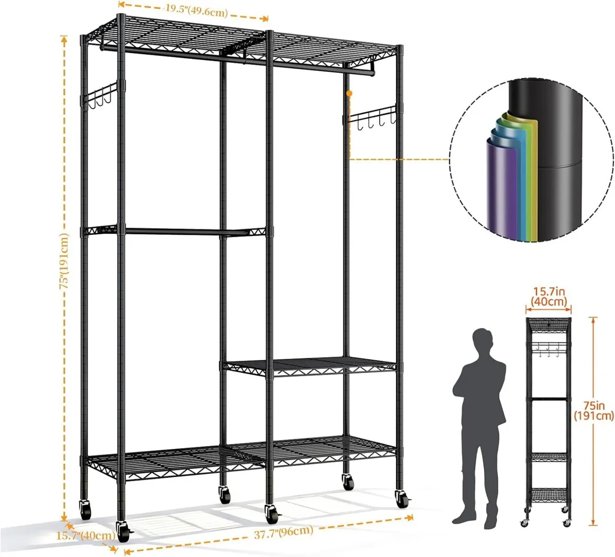 Heavy Duty Clothes Rail with Adjustable Shelves - Image 2