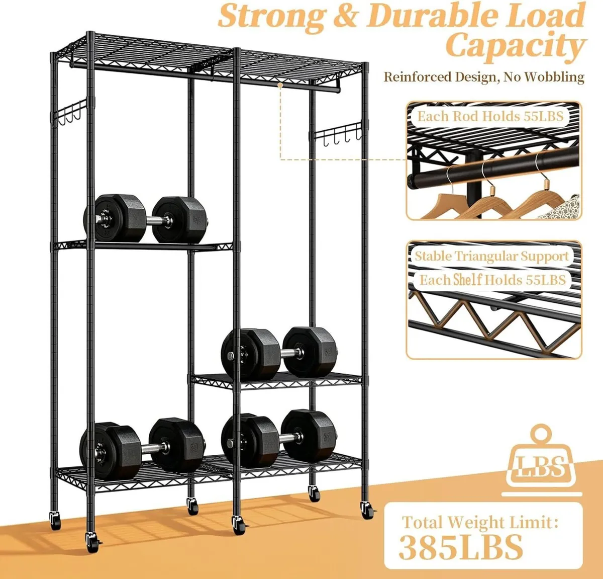 Heavy Duty Clothes Rail with Adjustable Shelves - Image 3