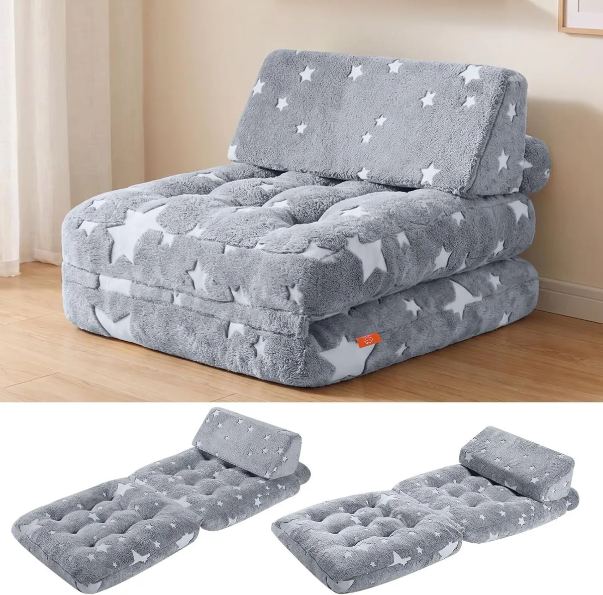 Kids Fold Out Sofa Bed Glow Stars Toddler - Image 1