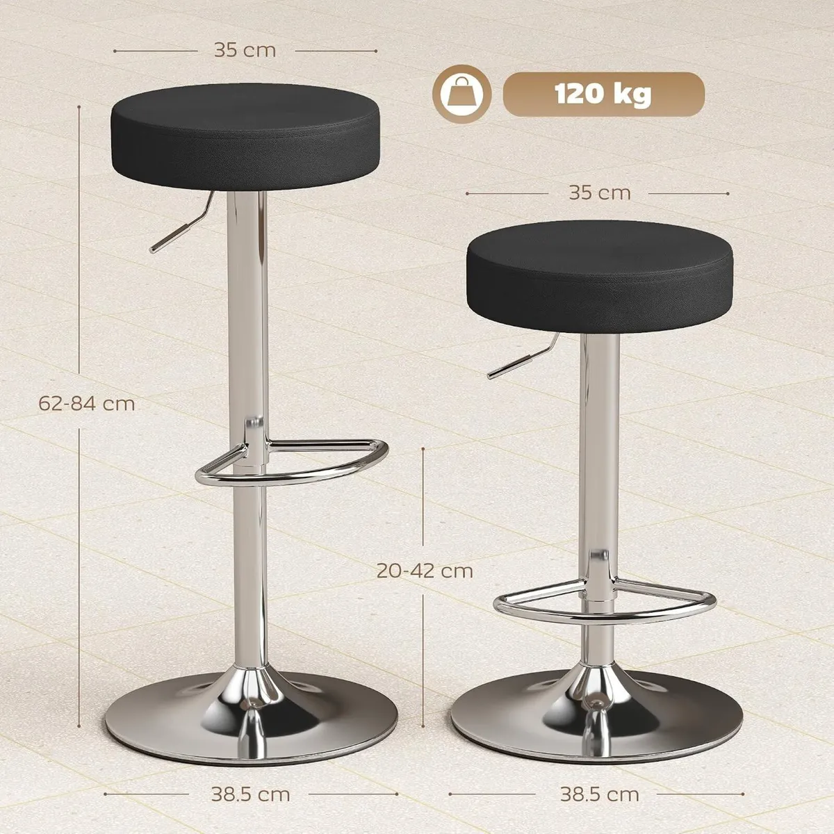 Bar Stools Modern PU Leather Swivel Height - Image 3