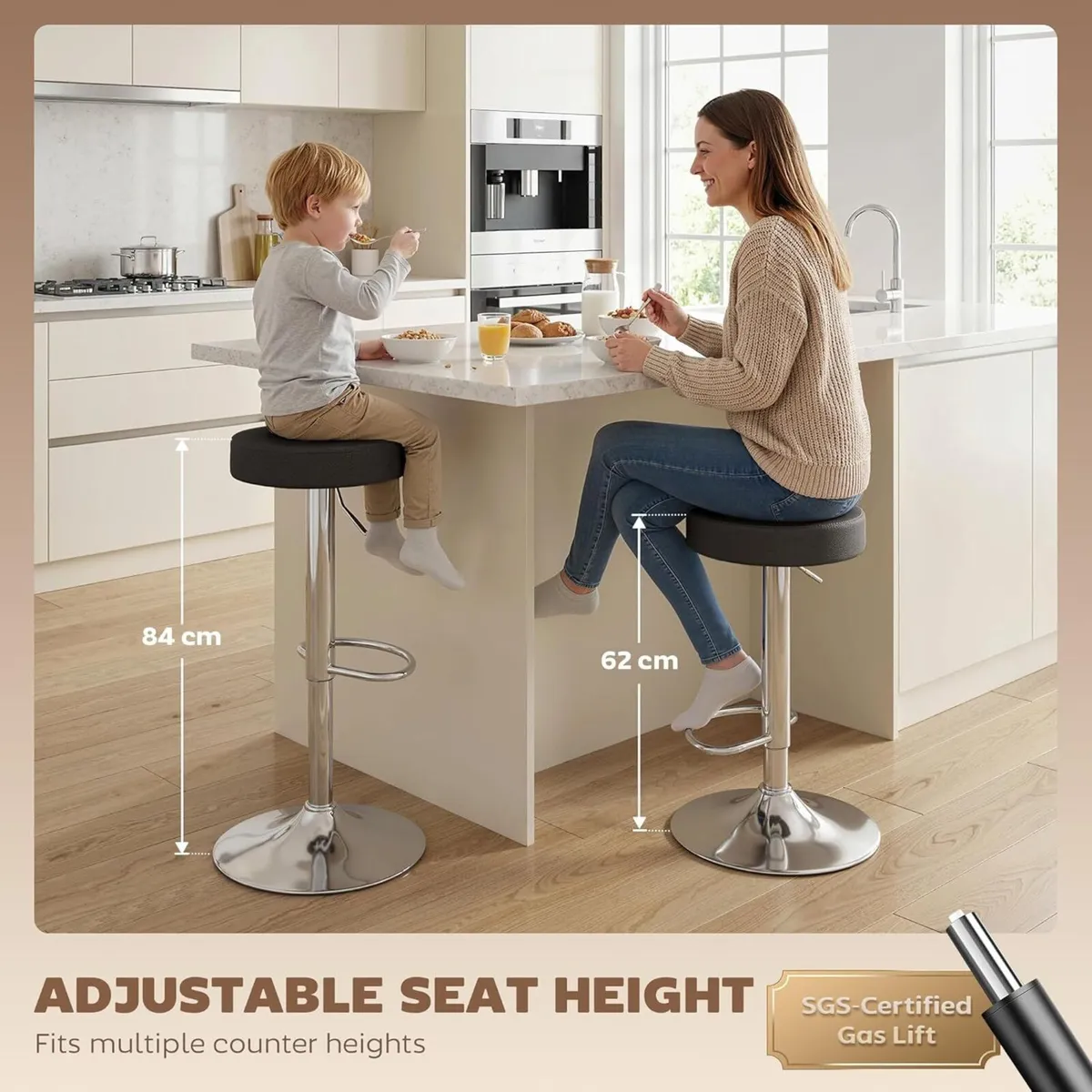Bar Stools Modern PU Leather Swivel Height - Image 4
