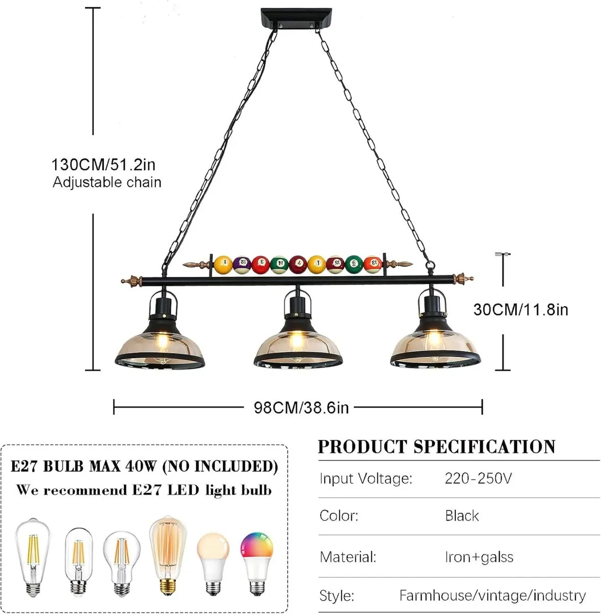 Retro Industrial Pendant American Wrought Iron - Image 4