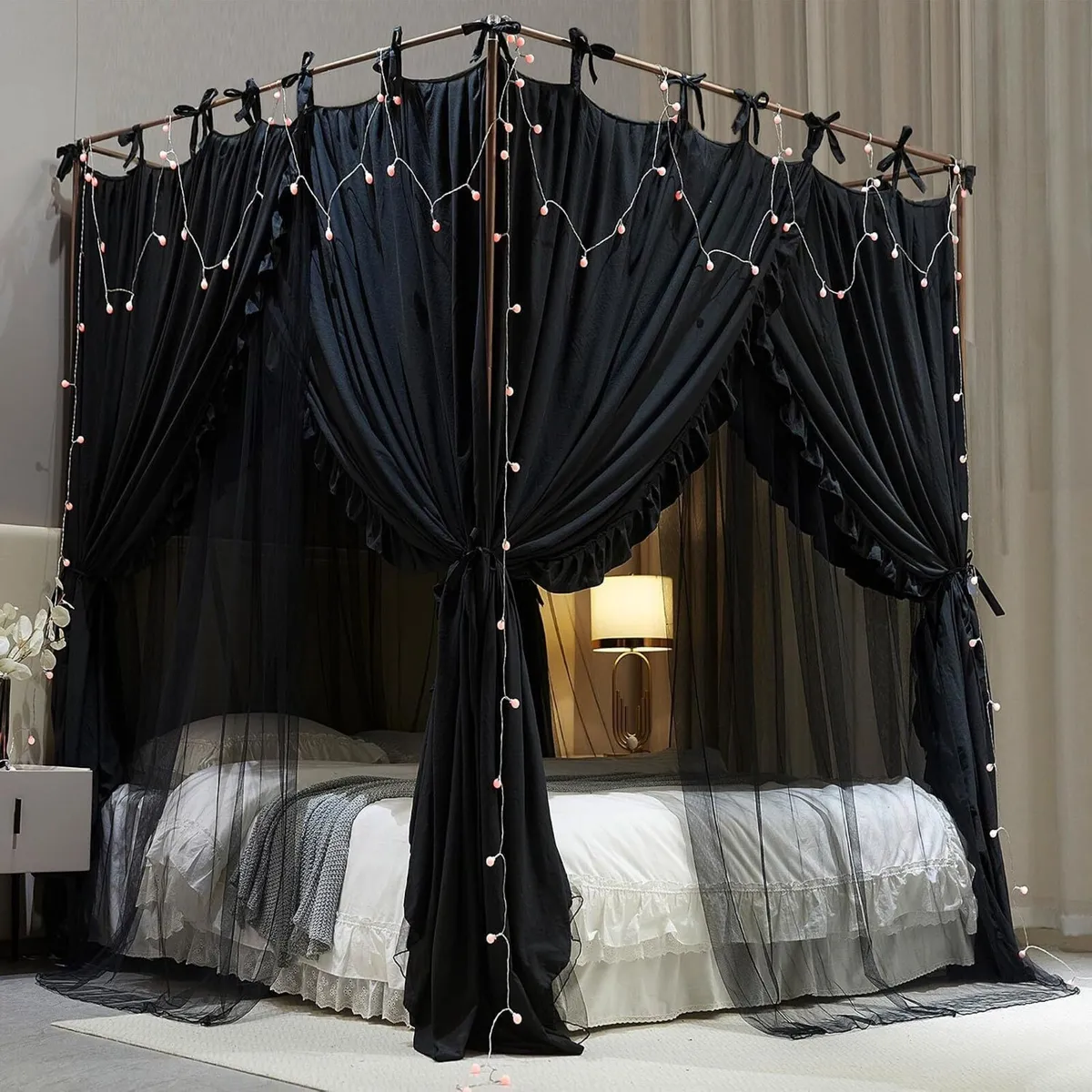 4 Corners Post Princess Curtain Bed Canopy Layer - Image 3