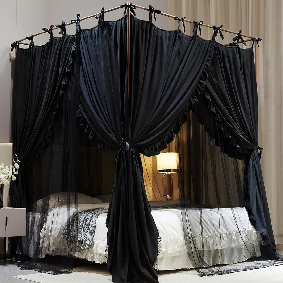 4 Corners Post Princess Curtain Bed Canopy Layer - Image 1