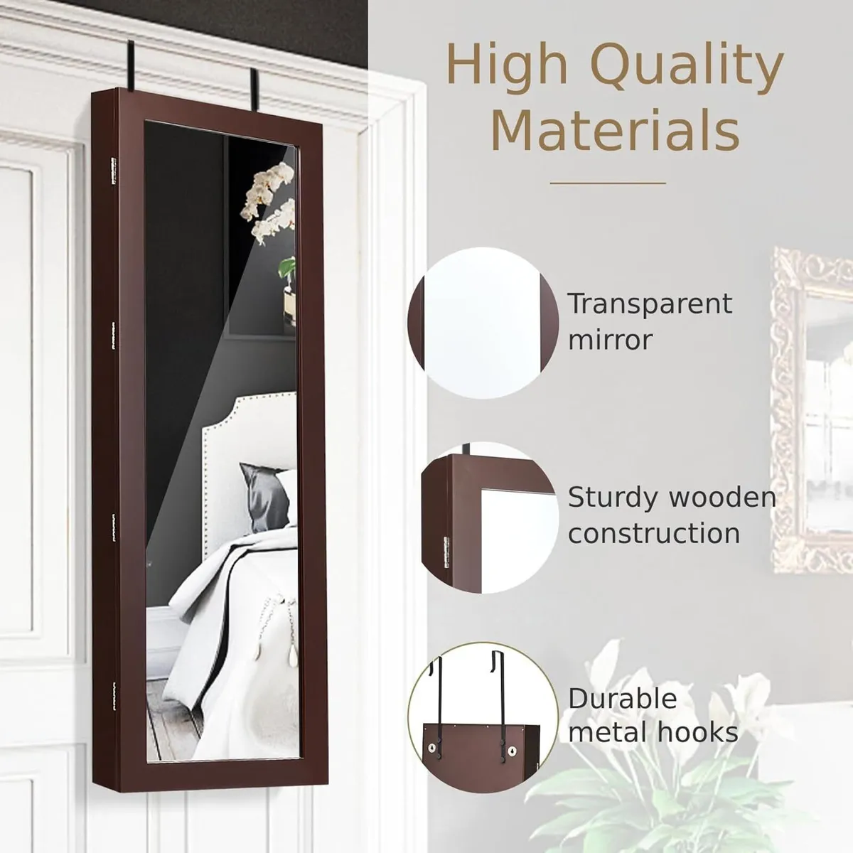 Jewellery Cabinet Wall Door Mounted Mirrored - Image 4