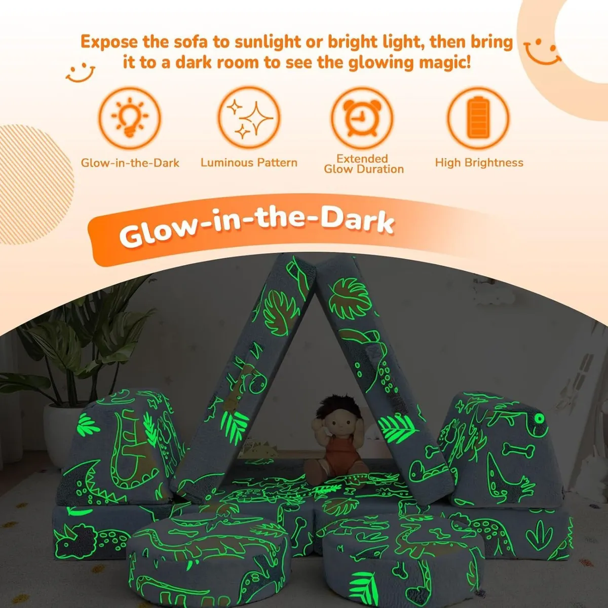 Kids Play Sofa Modular Toddler Couch Bed - Image 4