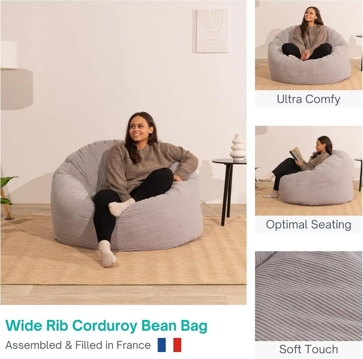 Bean Bag Chair Adult Soft Elegant Wide - Image 4
