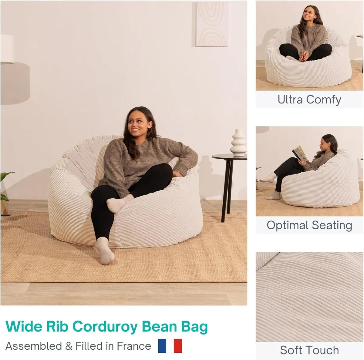 Bean Bag Chair Adult Soft Elegant Wide - Image 4