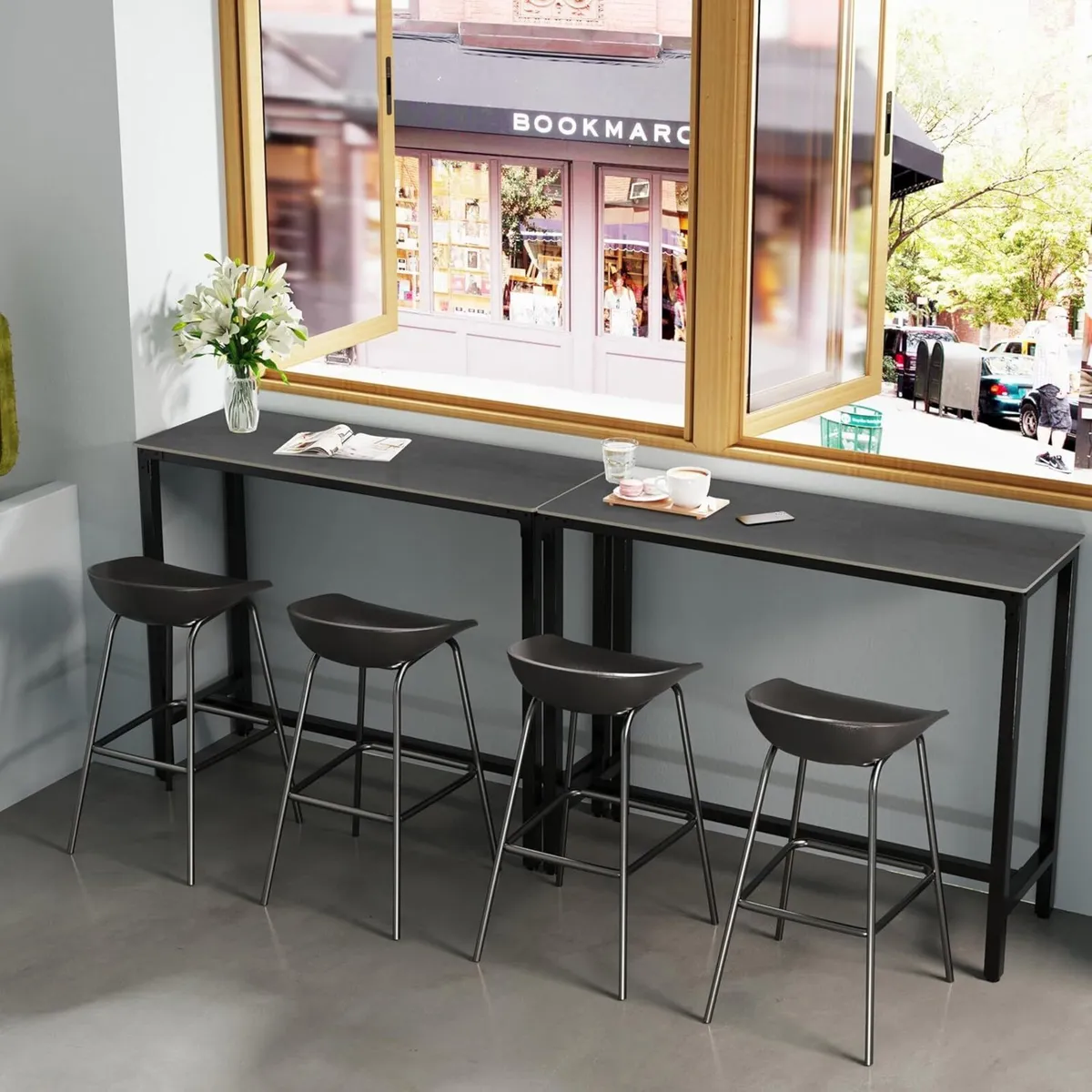 120CM Rectangular Bar Table Sintered Stone Marble - Image 4