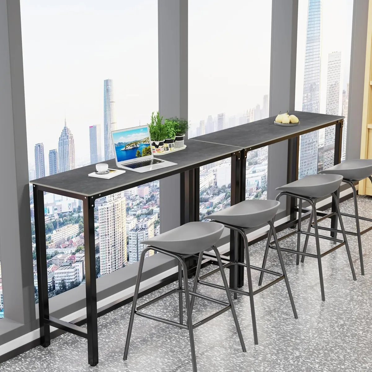 120CM Rectangular Bar Table Sintered Stone Marble - Image 3
