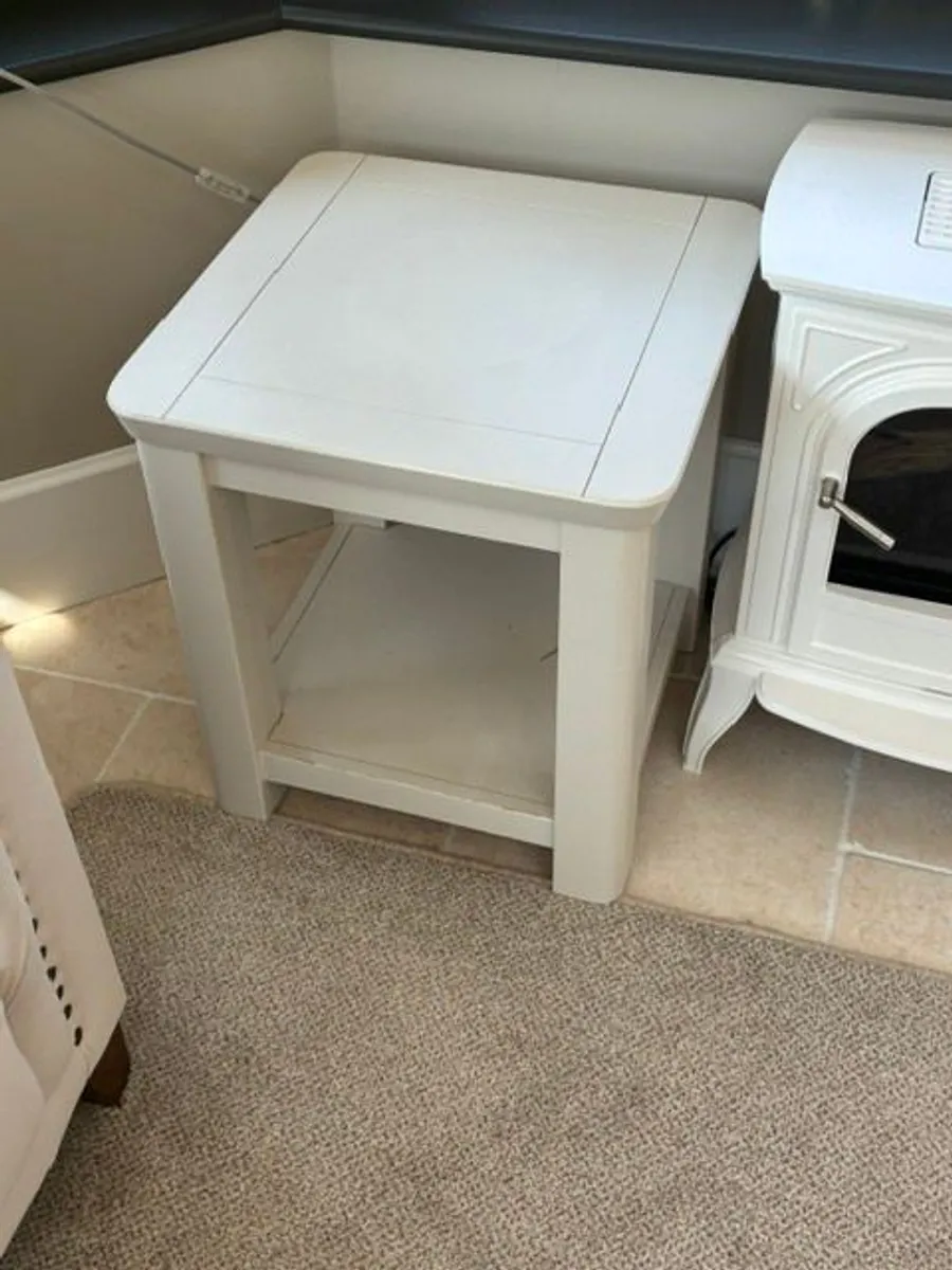 Pair of Solid Wood Off-White Lamp Tables - Image 2