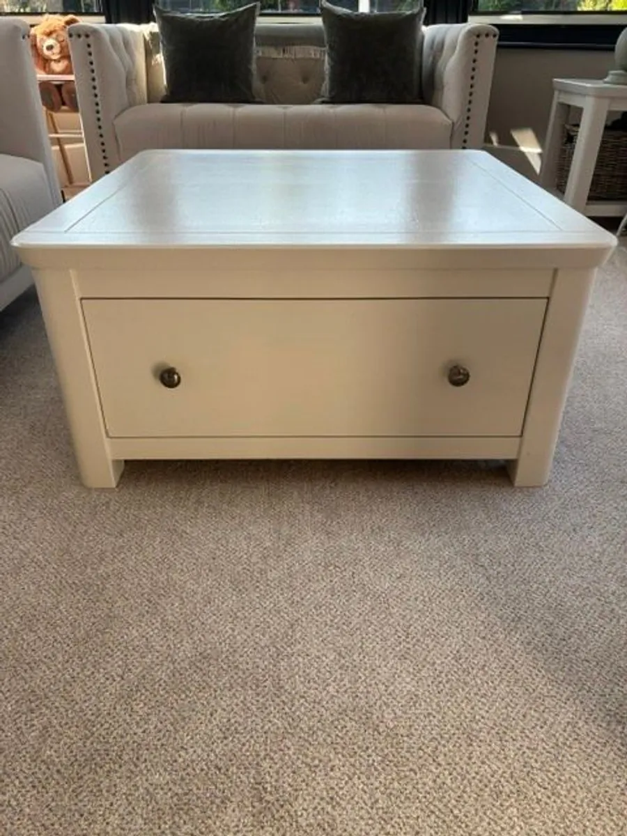 Solid Wood Off-White Coffee Table - Image 2