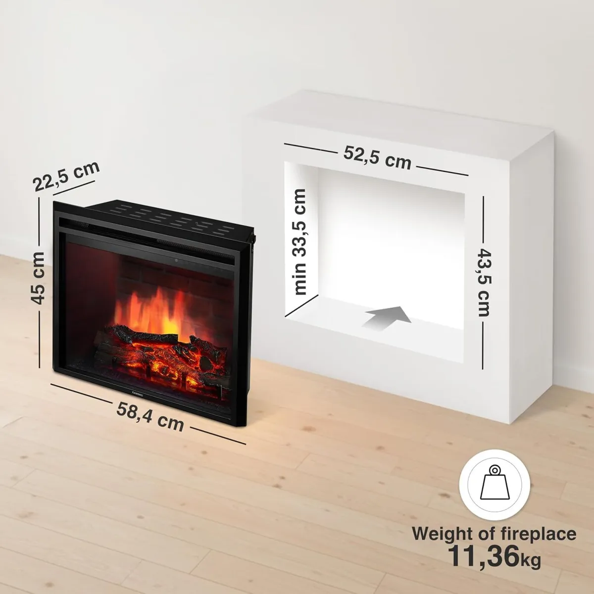 Luca Pro 23 Electric Fire Insert with Heater - Image 2
