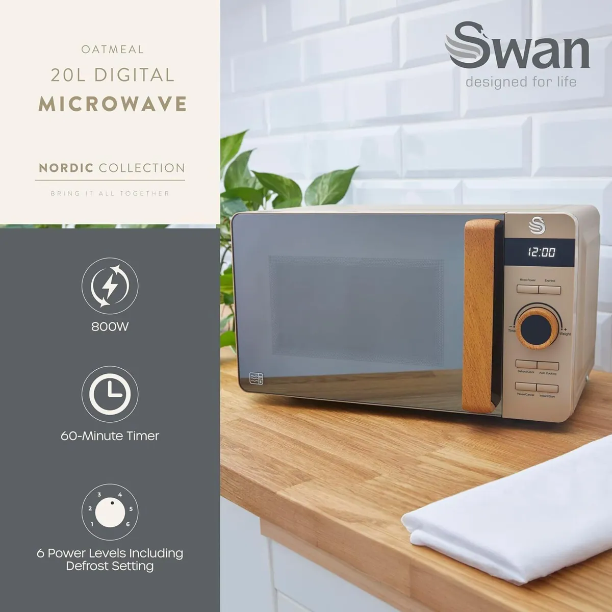 Nordic Digital Microwave with 6 Power Settings 60 - Image 2
