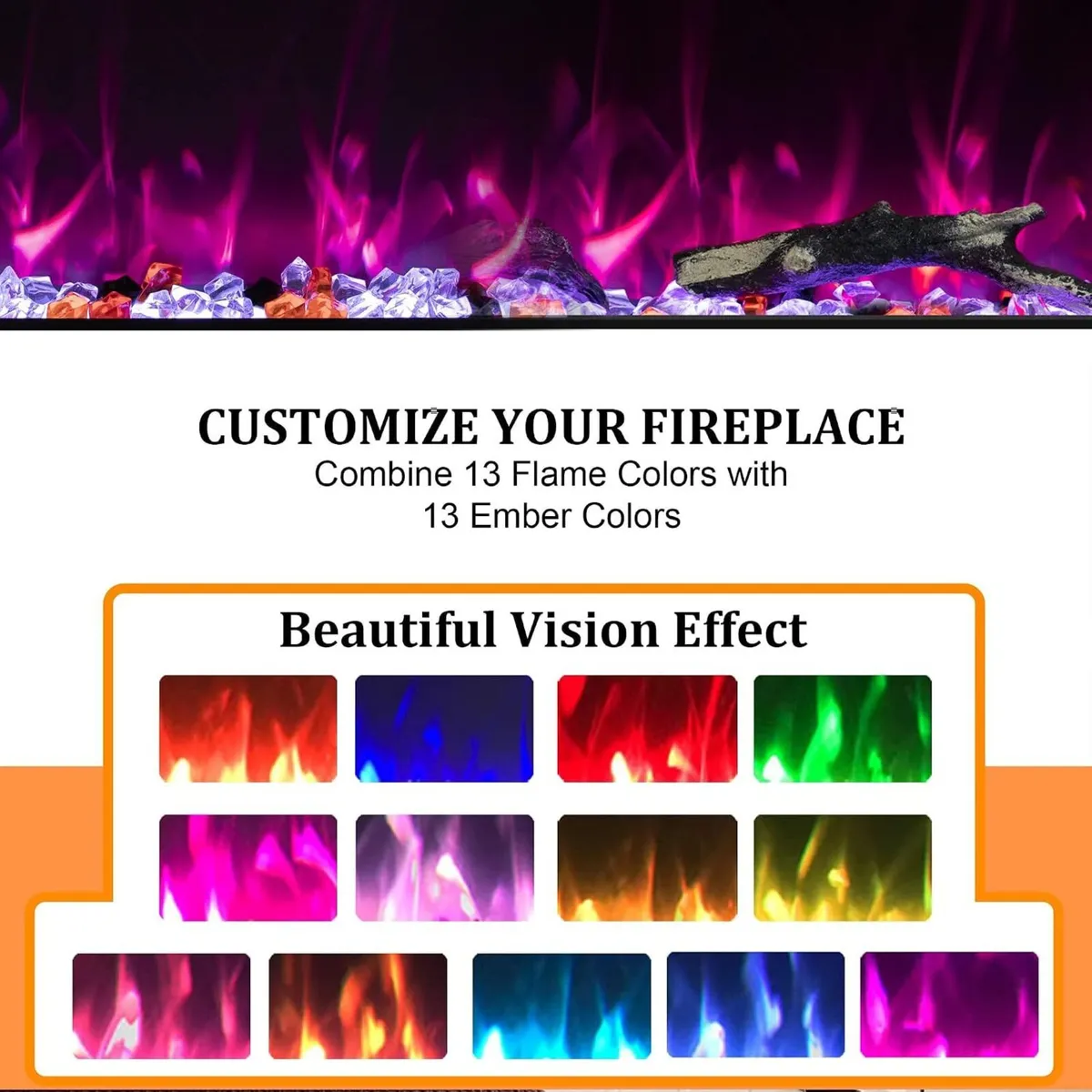 84CM Electric Fireplace Insert Linear Wall - Image 4