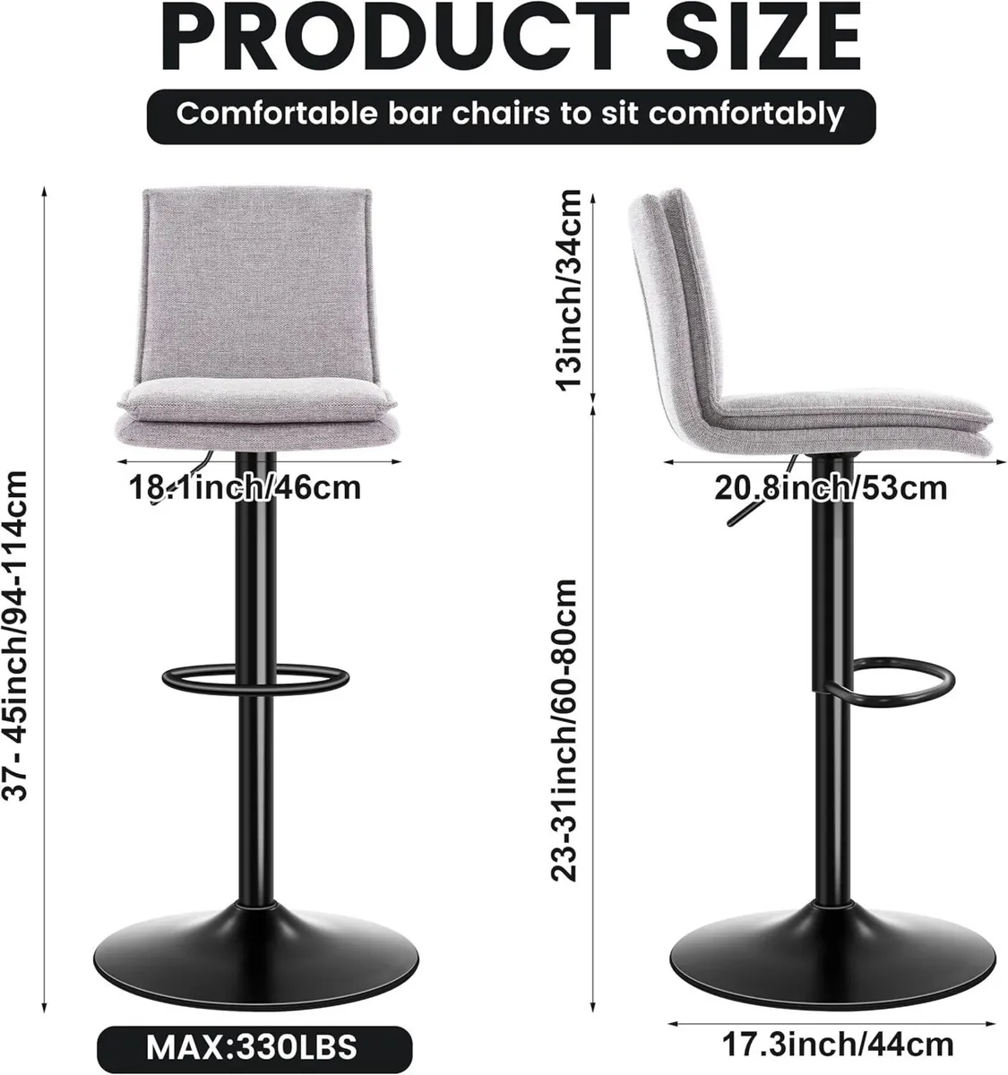 Bar Stools Adjustable Swivel Counter Height - Image 3