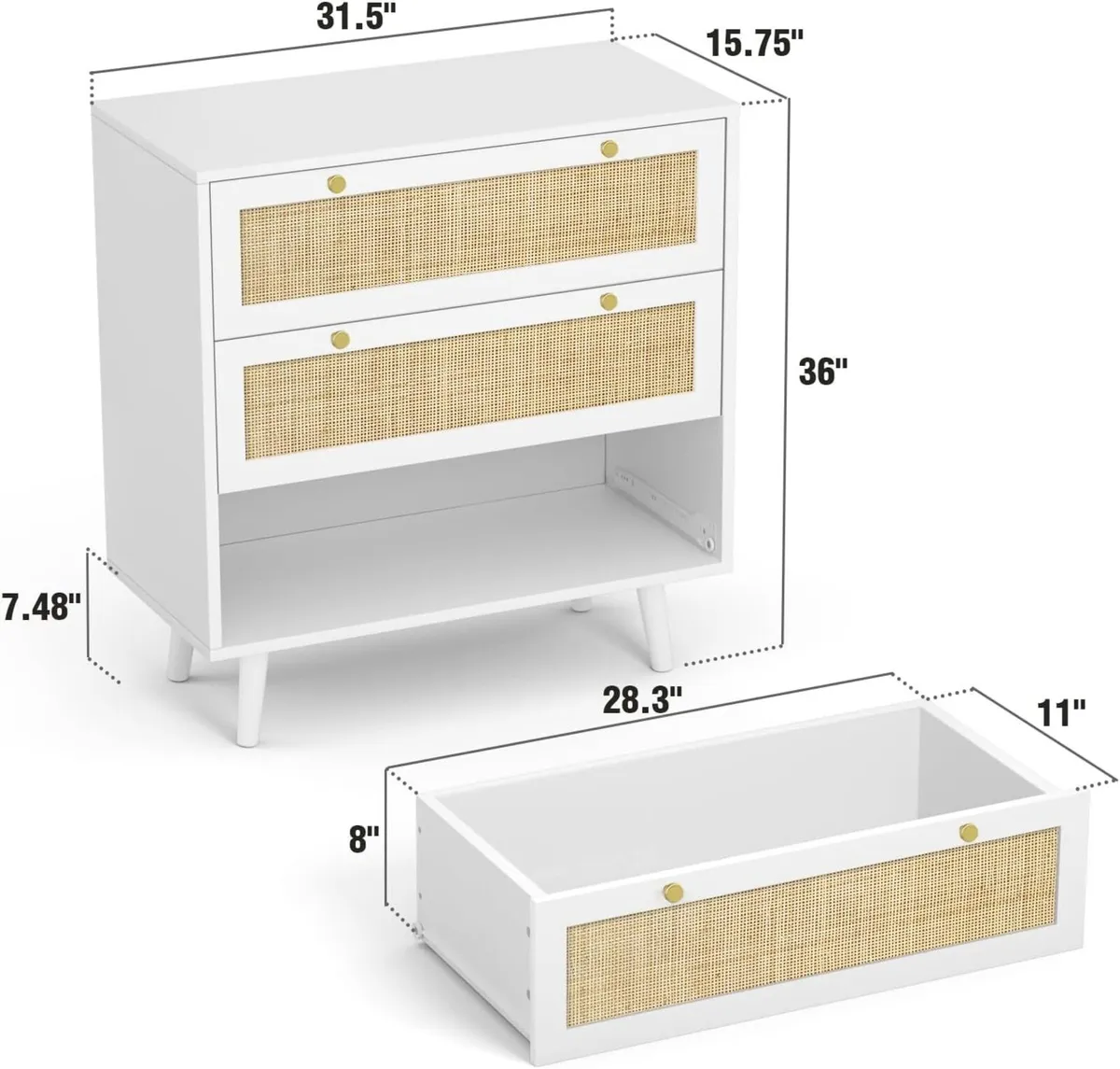 Chest of Drawers for Bedroom Rattan 3 Drawer - Image 3