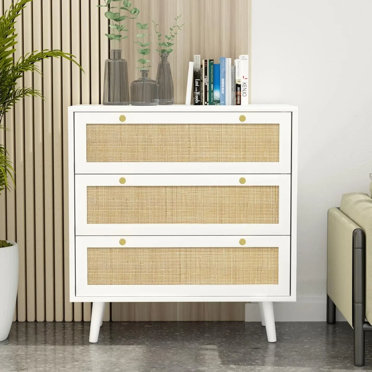 Chest of Drawers for Bedroom Rattan 3 Drawer - Image 2
