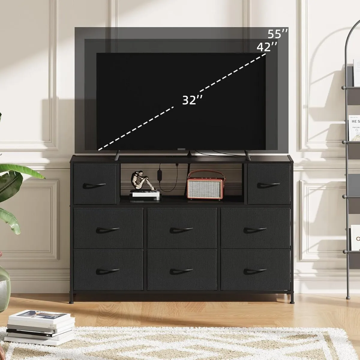 Chest of Drawers Charging Station LED TV Stand - Image 2