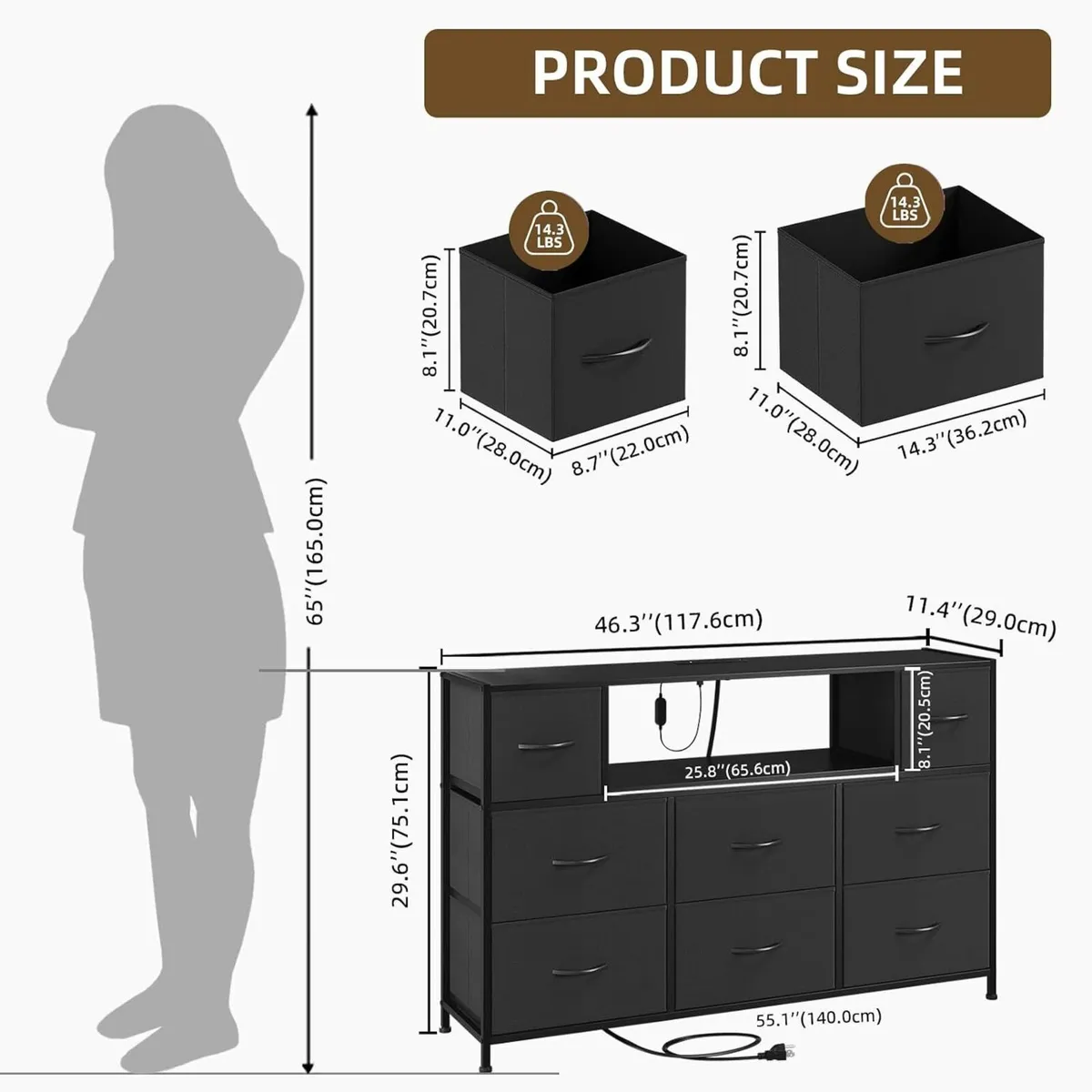 Chest of Drawers Charging Station LED TV Stand - Image 3