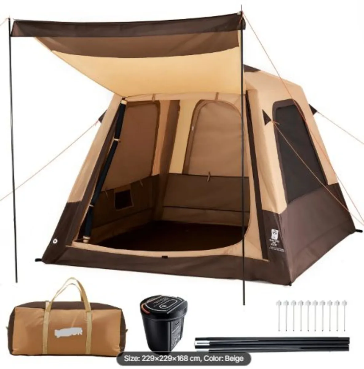 Camping Tent, 4 Person Inflatable Cabin Tent - Image 1