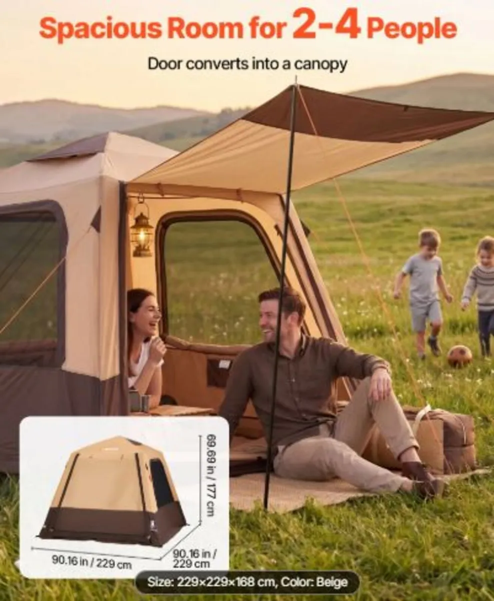 Camping Tent, 4 Person Inflatable Cabin Tent - Image 2