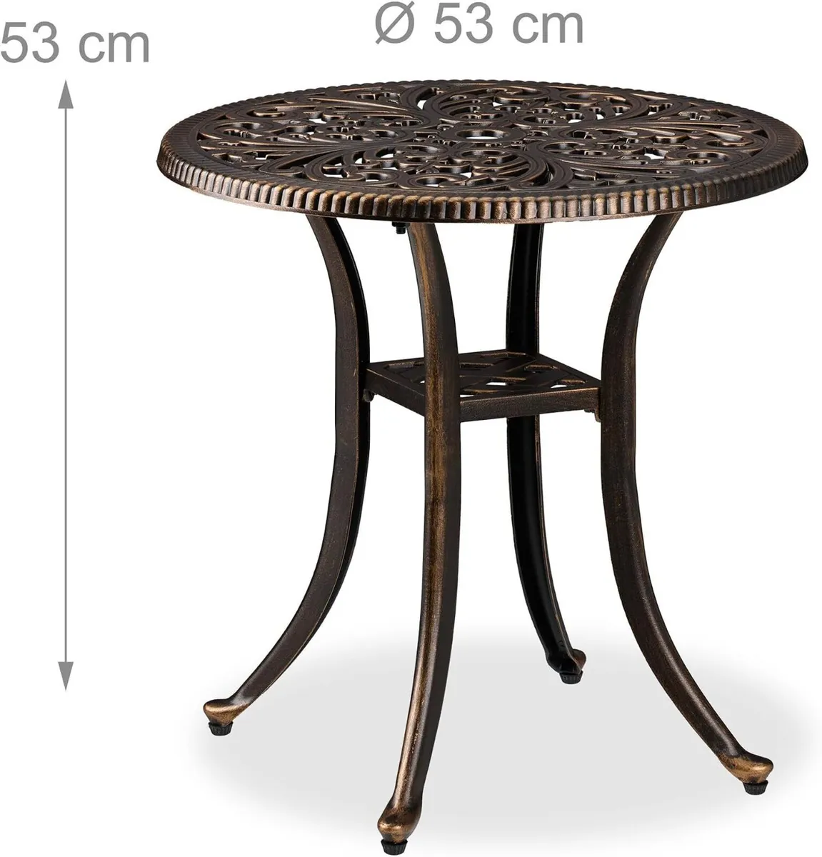 Garden Side Table Antique Look Cast Aluminium - Image 4