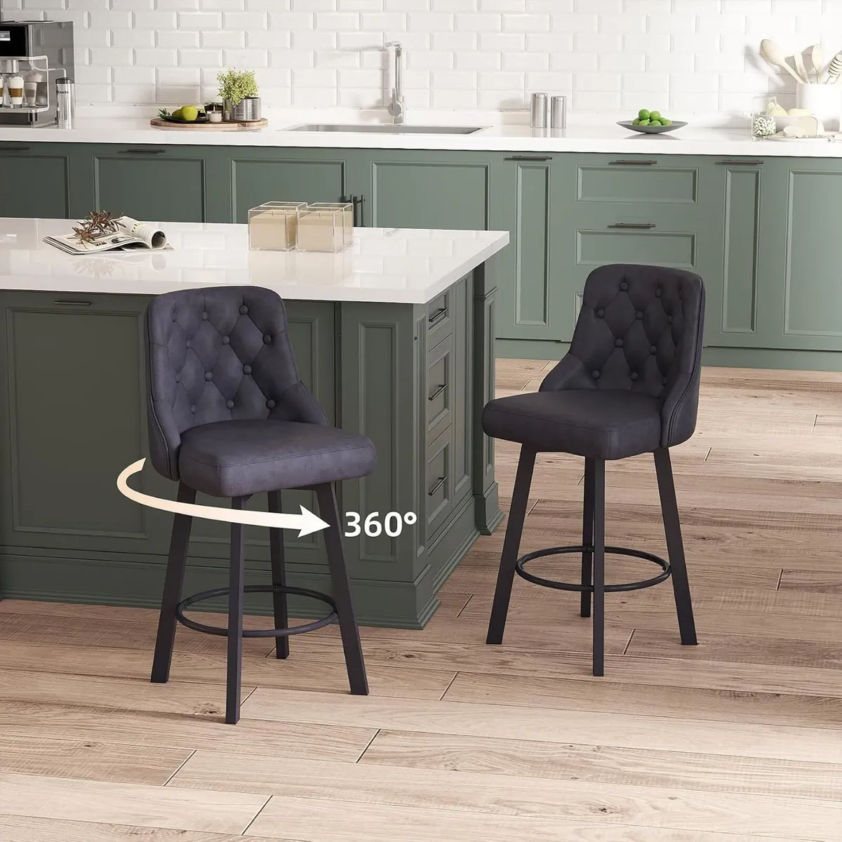 Bar Stools Waterproof PU Leather (Set of 2) - Image 2