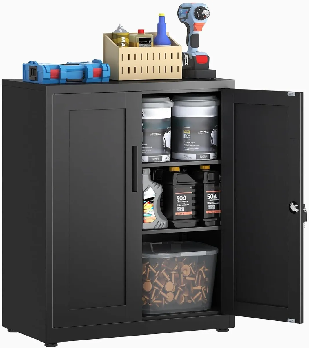 Storage Cabinet Metal Locking Garage Office - Image 1