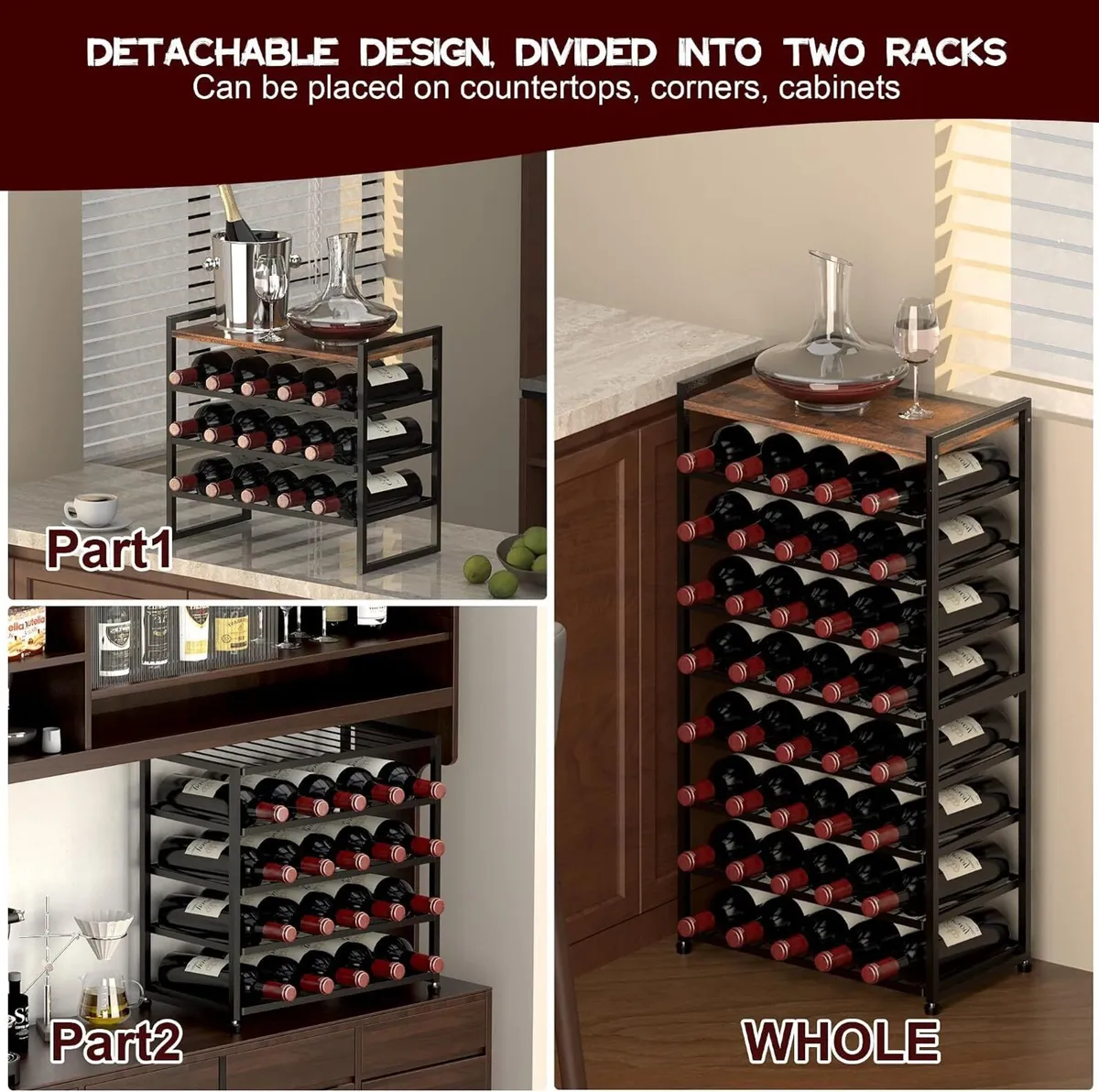 40 Bottle Wine Rack Freestanding Floor 8-Tier - Image 2