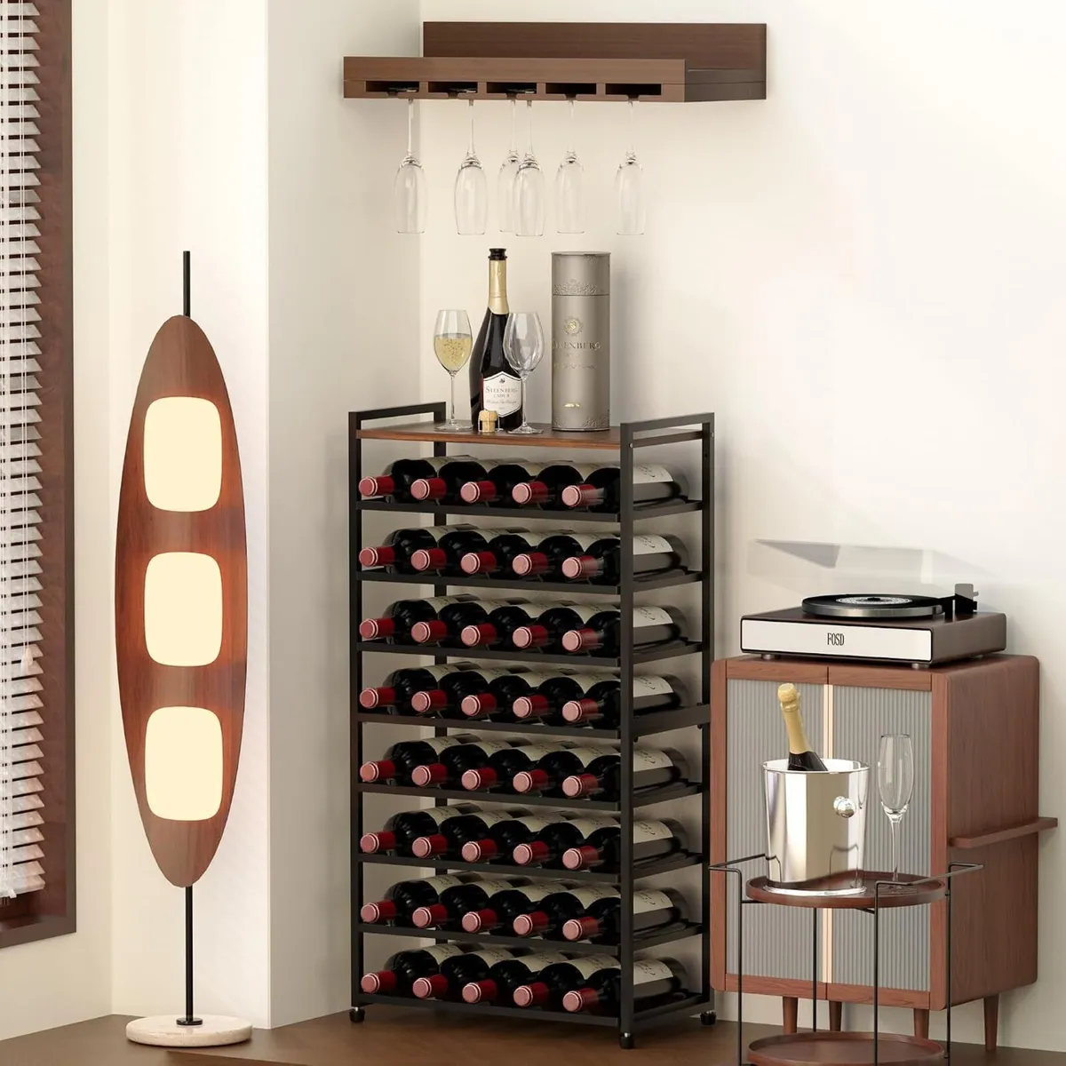 40 Bottle Wine Rack Freestanding Floor 8-Tier - Image 3
