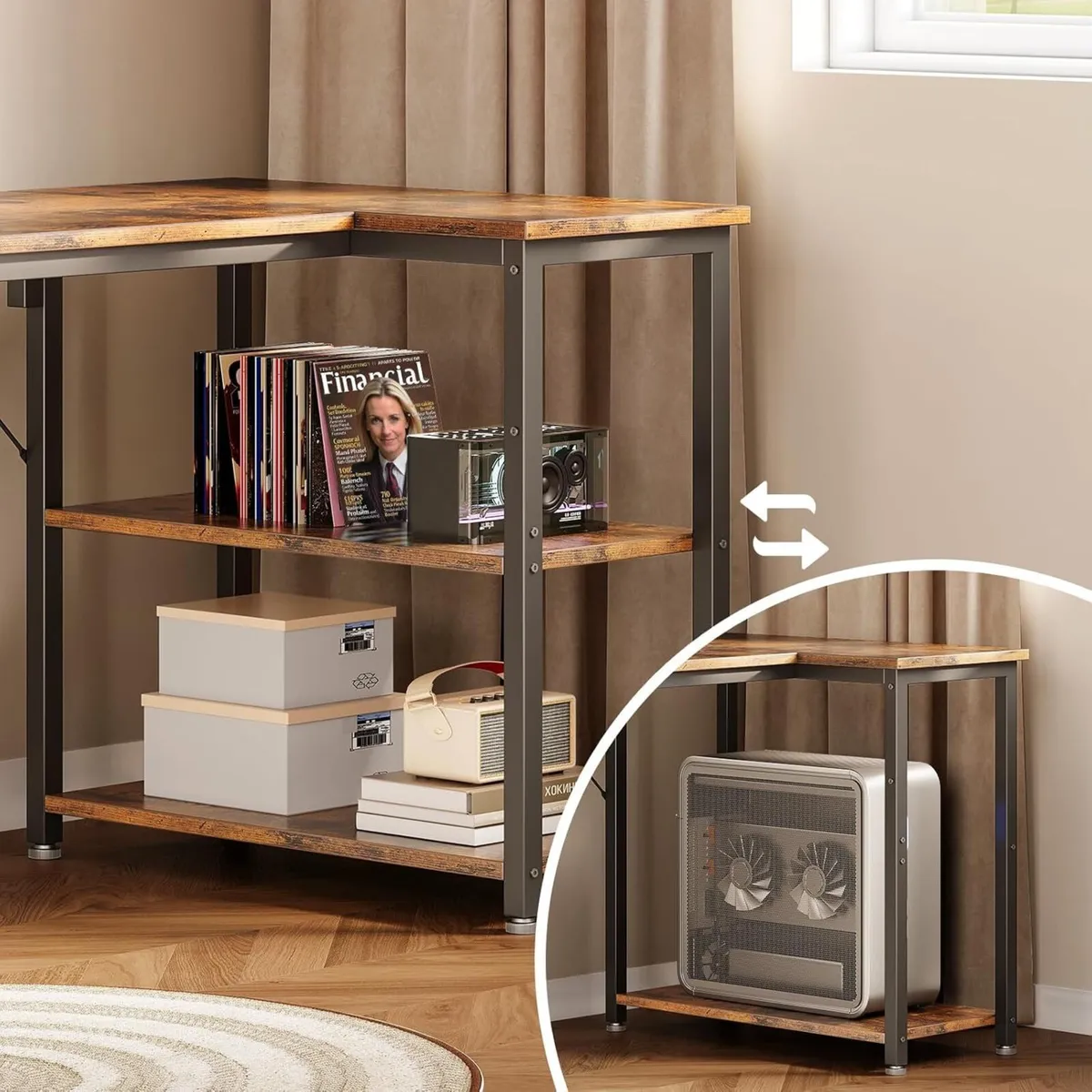 Corner Desk L-Table with Shelves 120x70CM - Image 4