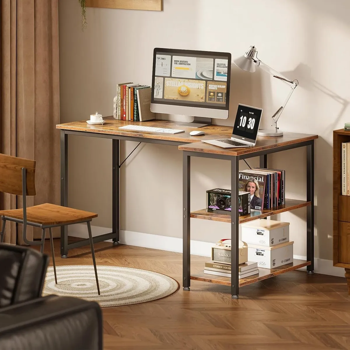Corner Desk L-Table with Shelves 120x70CM - Image 2