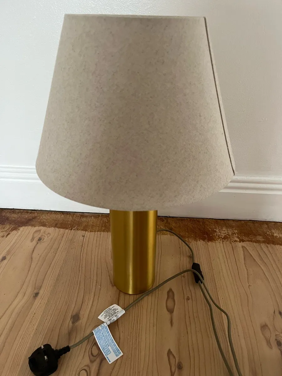 Dunnes Stores Gold Cylinder Table Lamp - Brand New - Image 1