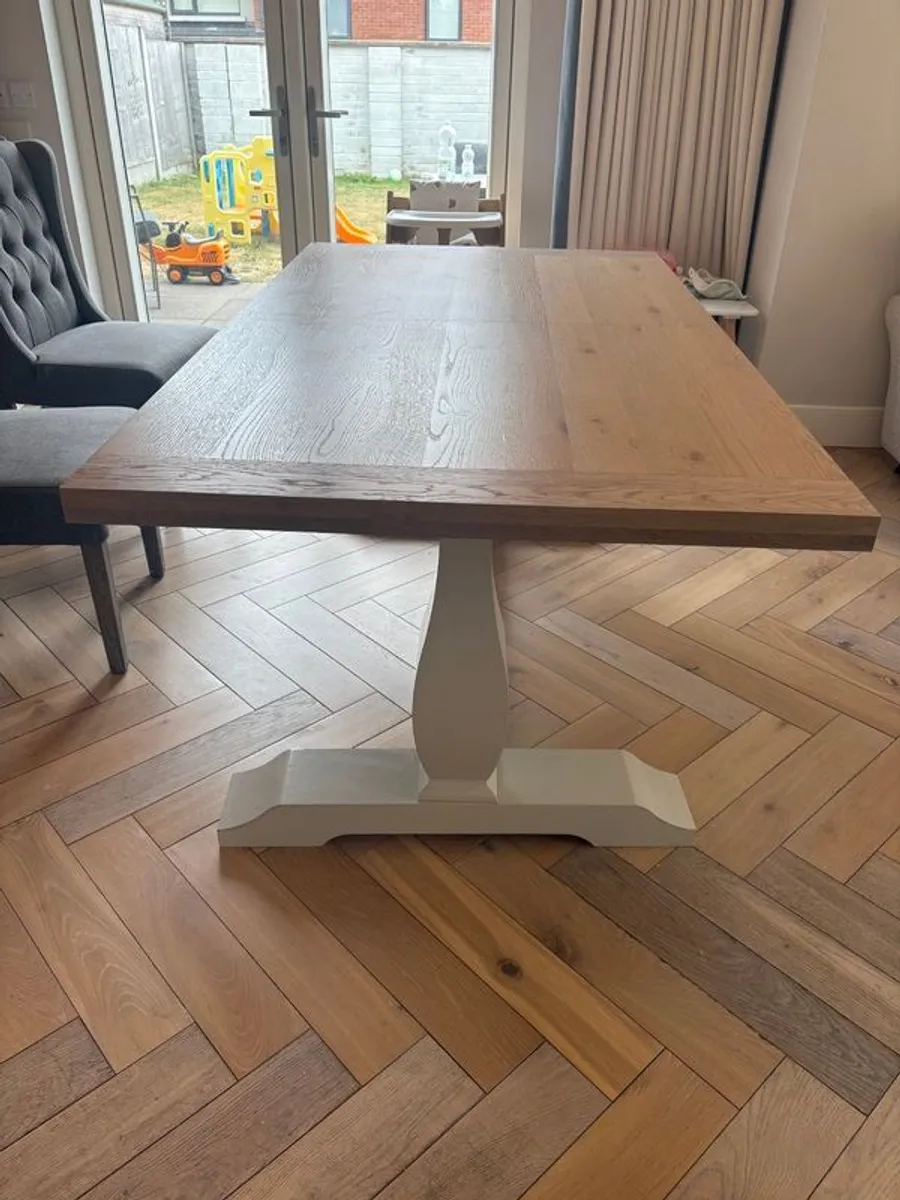Solid Oak extendable dining table with Taupe legs - Image 2