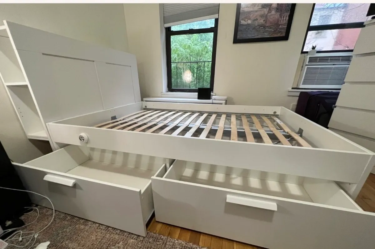 Ikea king size bed with storage drawers - Image 3