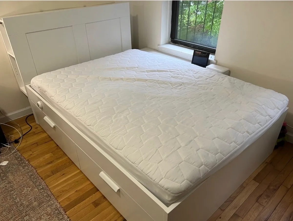 Ikea king size bed with storage drawers - Image 4