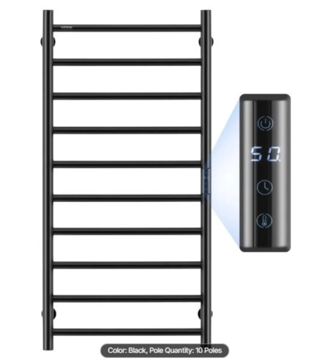 10 Bars Towel Warmer Rack, Wall Mounted Heated - Image 1
