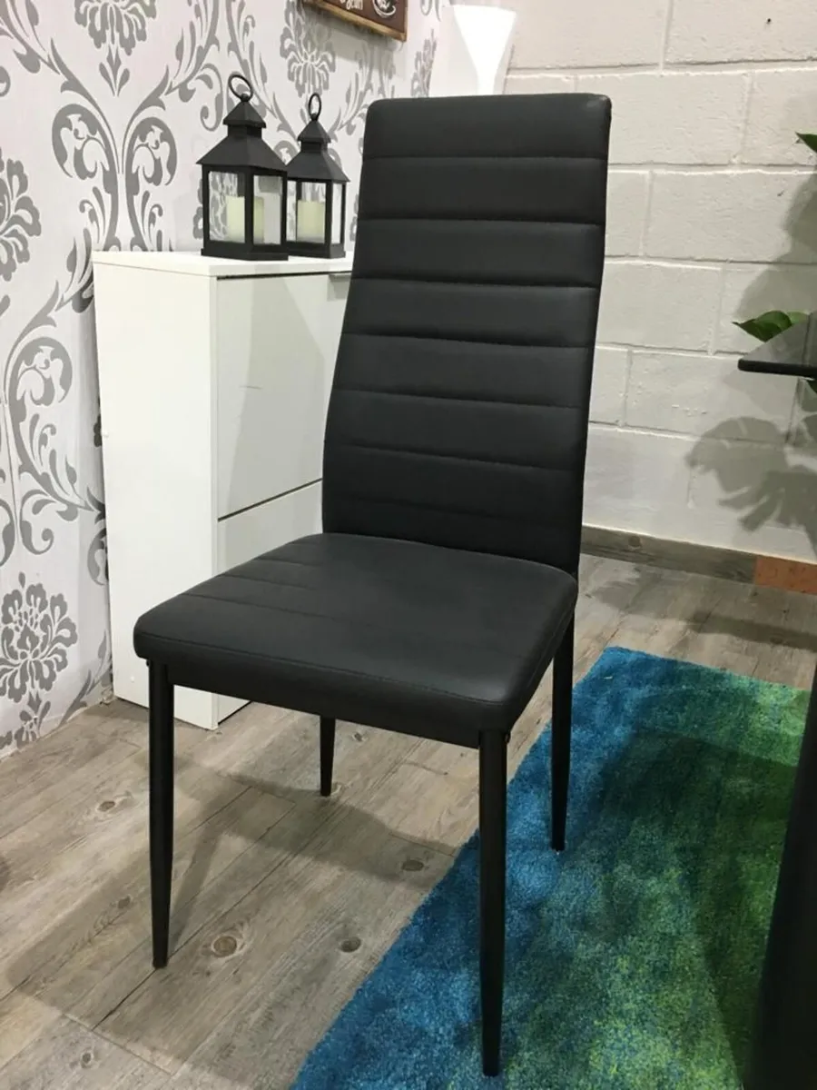 Black Glass Dining Table Set Seats 6 in Style! - Image 2