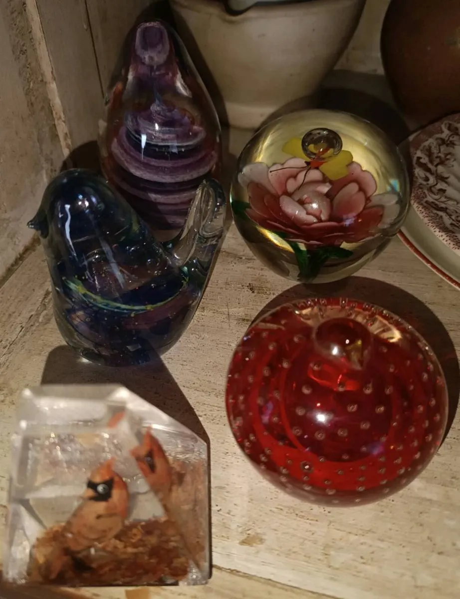 Vintage Glass Paper Weights - Image 1