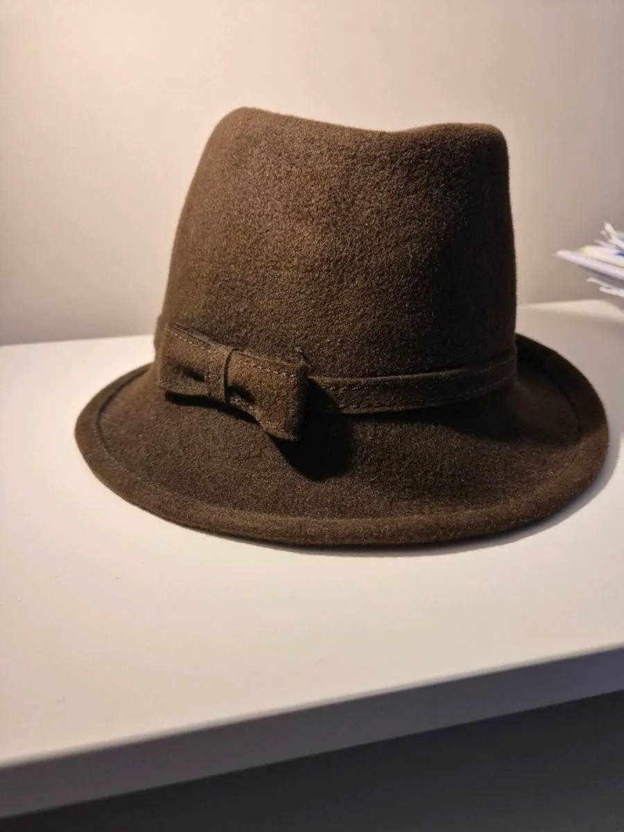 Brown Felt Cloche / Trilby Hat - Image 2