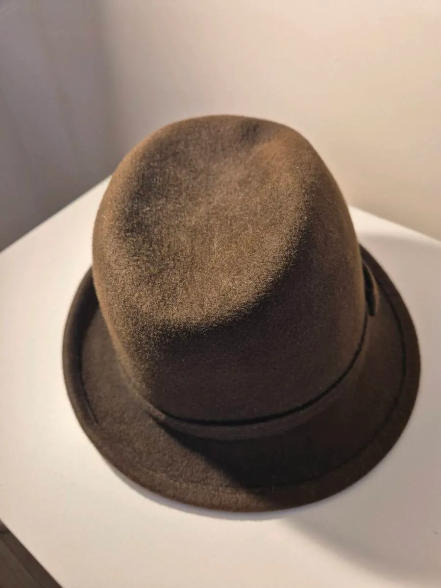 Brown Felt Cloche / Trilby Hat - Image 3