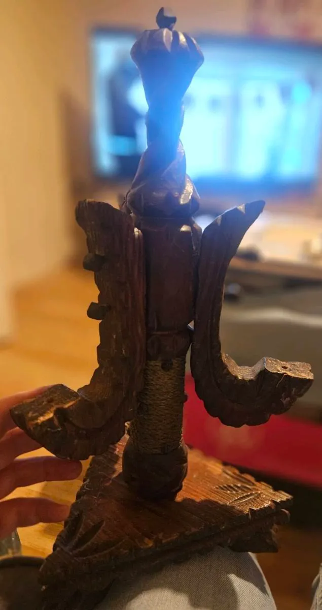 Vintage Wooden Candle Holder - Image 1