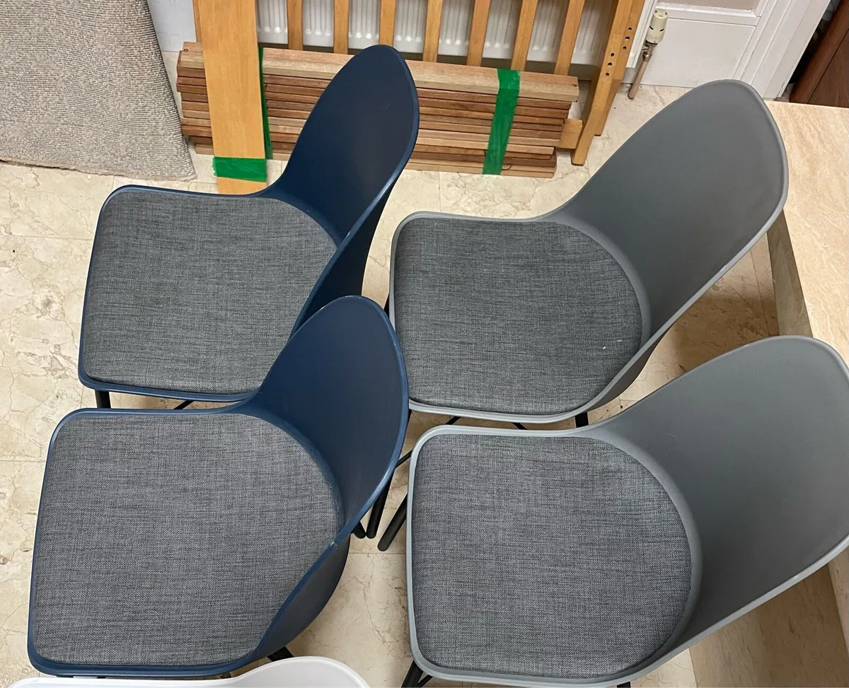 4 x Beautiful Grey & Navy Kitchen Dining Chairs - Image 2