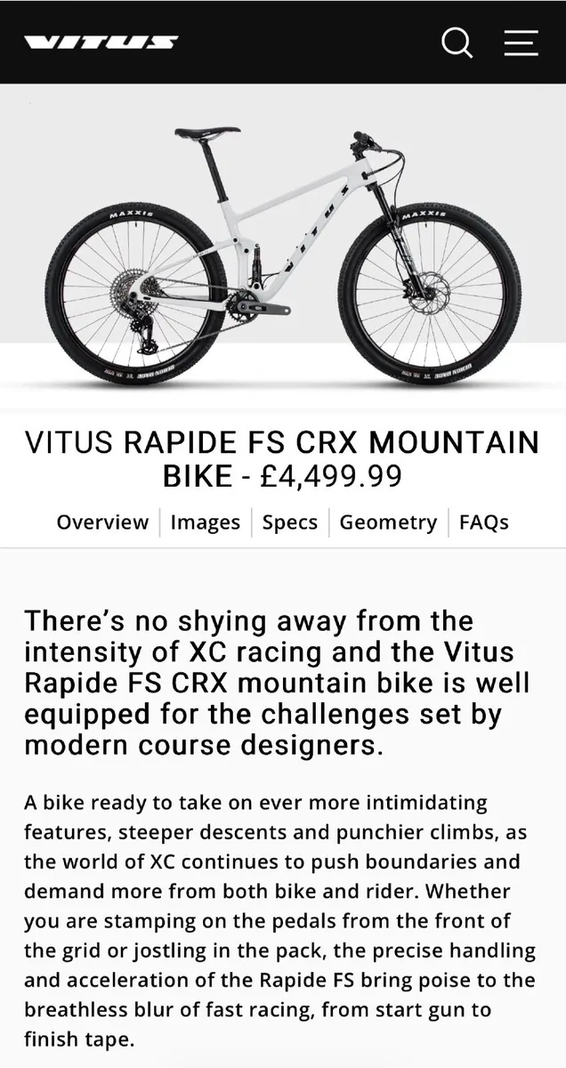 Vitus Rapide carbon full suspension mountain bike - Image 2